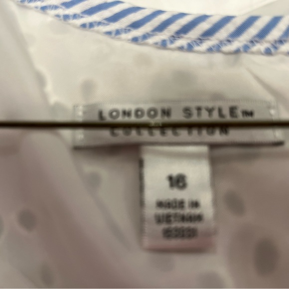 London Style Blue and White Textured Midi Dress - Picture 5 of 5